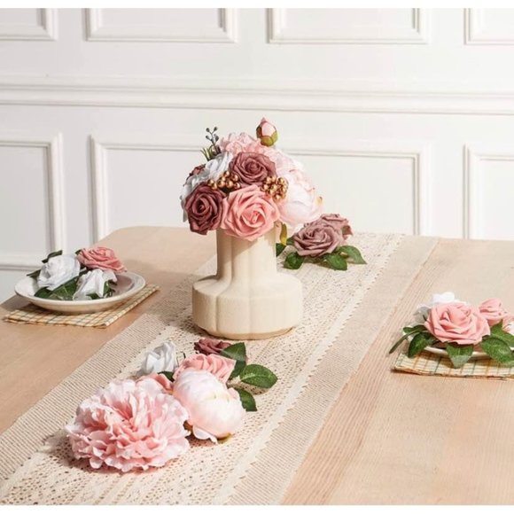 29 piece | Dusty Rose Nude Mixed Floral Roses Mauve White Flowers Peony Wedding - Picture 2 of 4